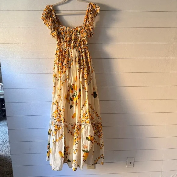 Farm Rio Cashew Crossed Back Dress Medium - Picture 3 of 10